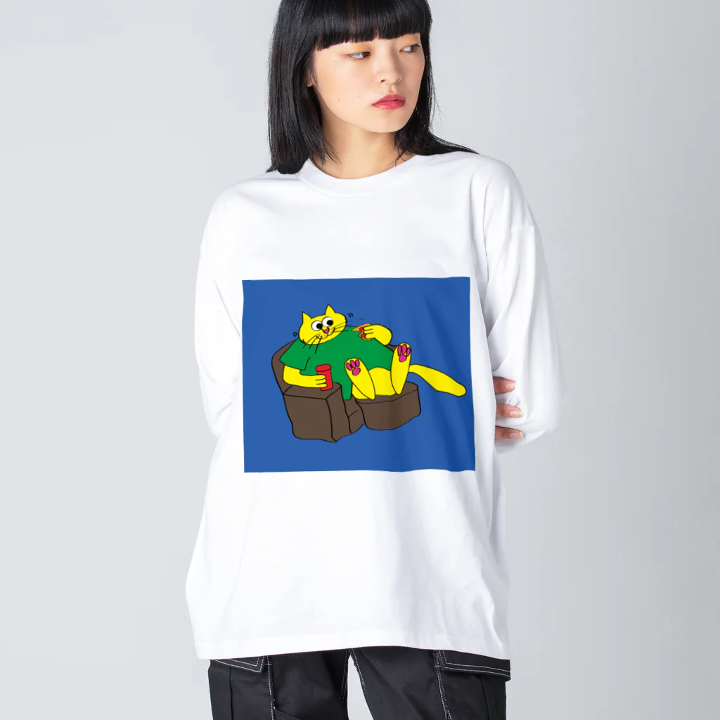 野良ブックストアーのピザ猫 Big Long Sleeve T-Shirt