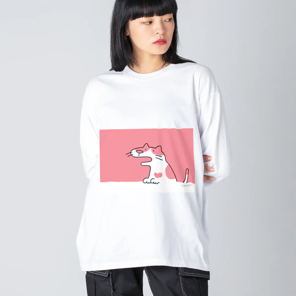 しろくまのかばん屋さん（SUZURI店）のぶちねこさん Big Long Sleeve T-Shirt