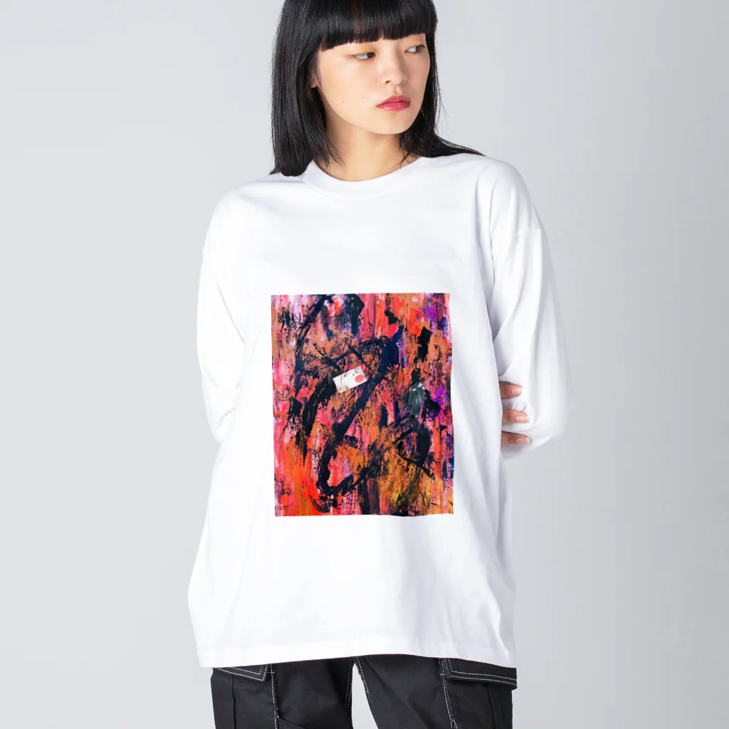 Margaret Paintingの赤い花びらが落ちる時 ビッグシルエットロングスリーブTシャツ