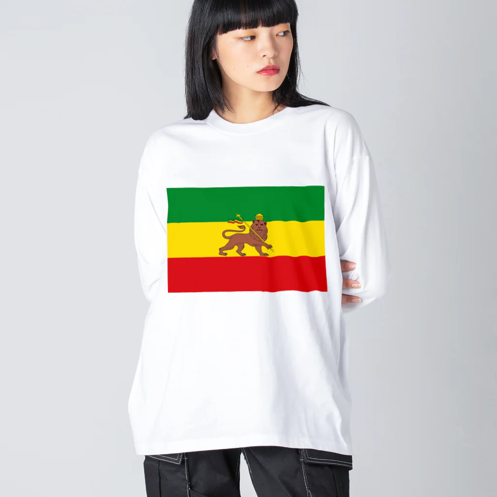 DRIPPEDのRASTAFARI LION FLAG-エチオピア帝国の国旗- Tシャツ Big Long Sleeve T-Shirt