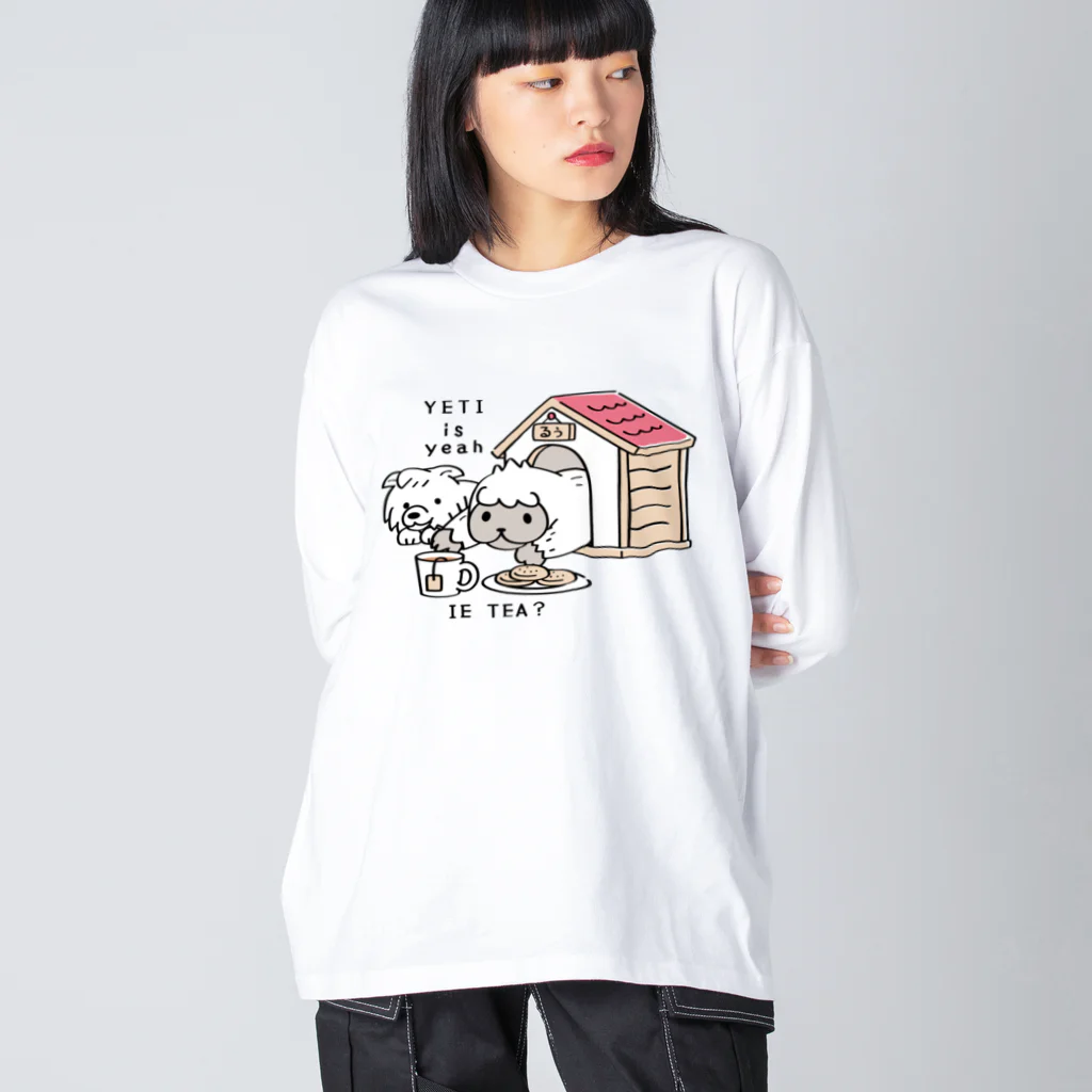 イラスト MONYAAT のCT112 YETI is yeahの家でお茶 ビッグシルエットロングスリーブTシャツ