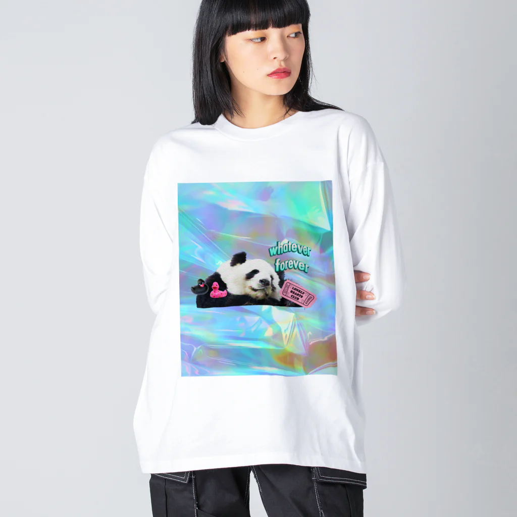 𝙈𝙊𝙈𝙊'𝙨 𝙎𝙝𝙤𝙥のホログラム & レトロpanda-02 Big Long Sleeve T-Shirt