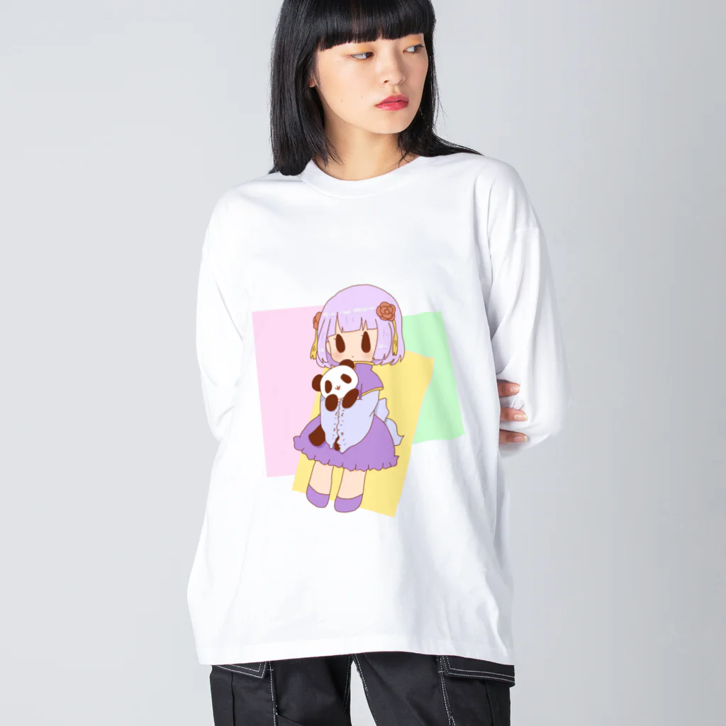 めんへらぱんだちゃん🐼💊の中華少女とパンダさん ビッグシルエットロングスリーブTシャツ