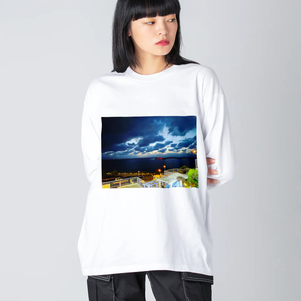 ppmの滑走路、夜景 ビッグシルエットロングスリーブTシャツ