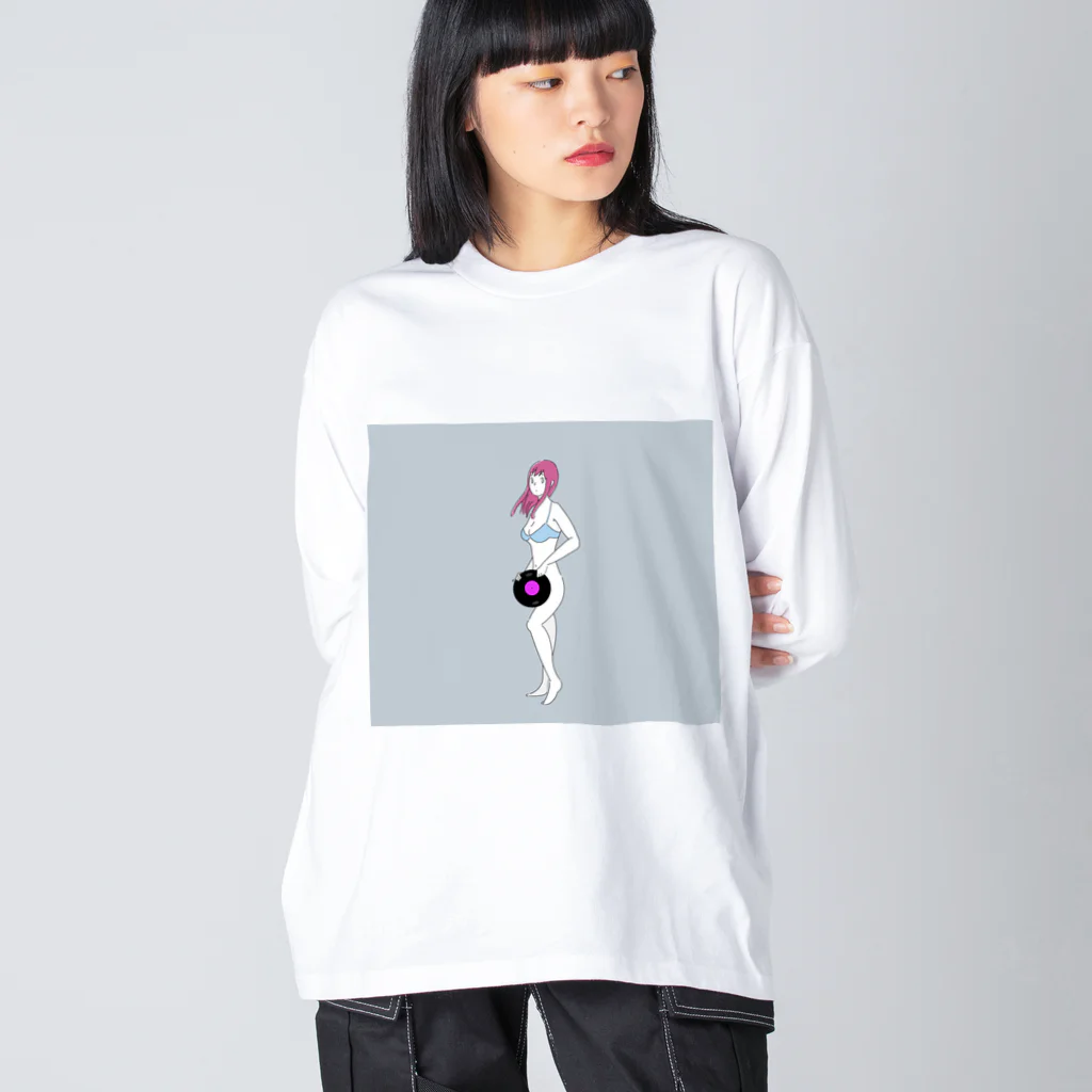 垢抜け足りないイラストショップのレコードで隠す女子 Big Long Sleeve T-Shirt