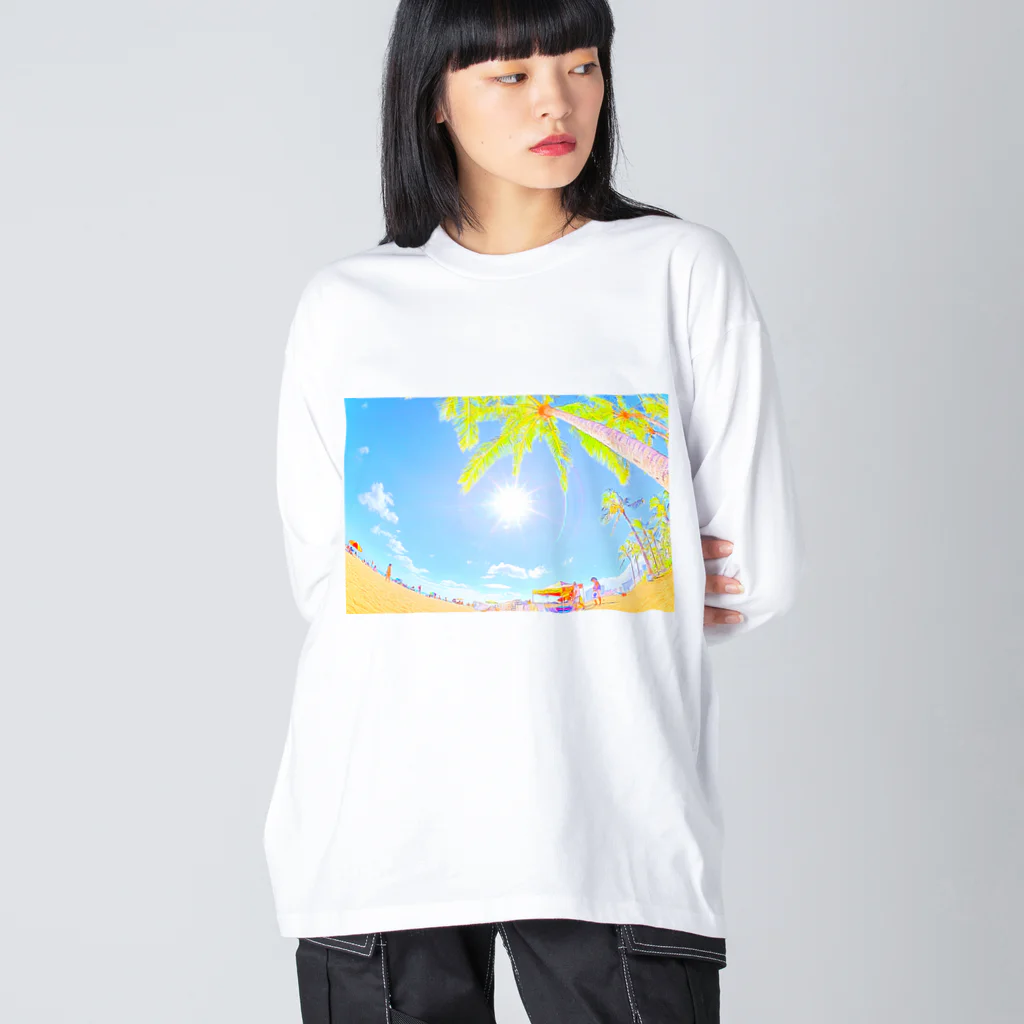 アロハスタイルハワイのハワイワイキキビーチ（イラスト） Big Long Sleeve T-Shirt