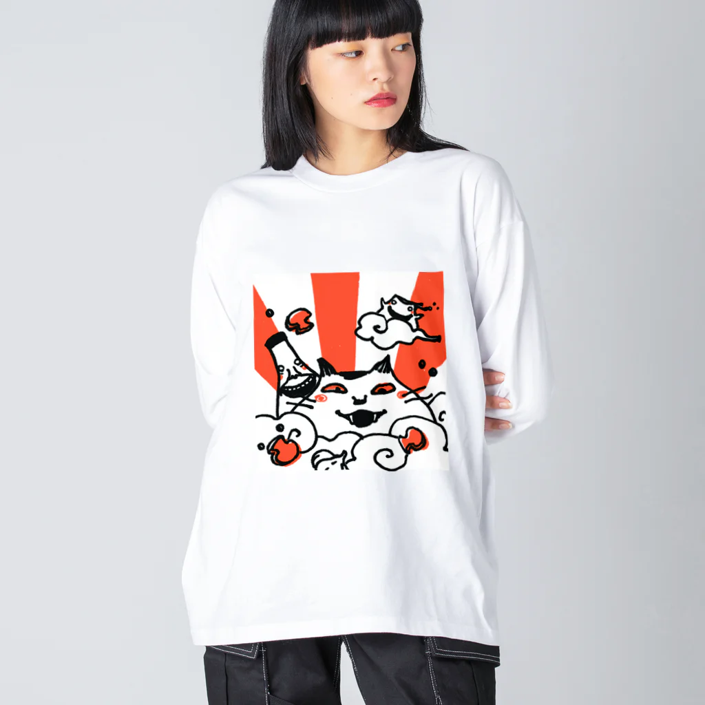 なまらやのねこ日の出 ビッグシルエットロングスリーブTシャツ