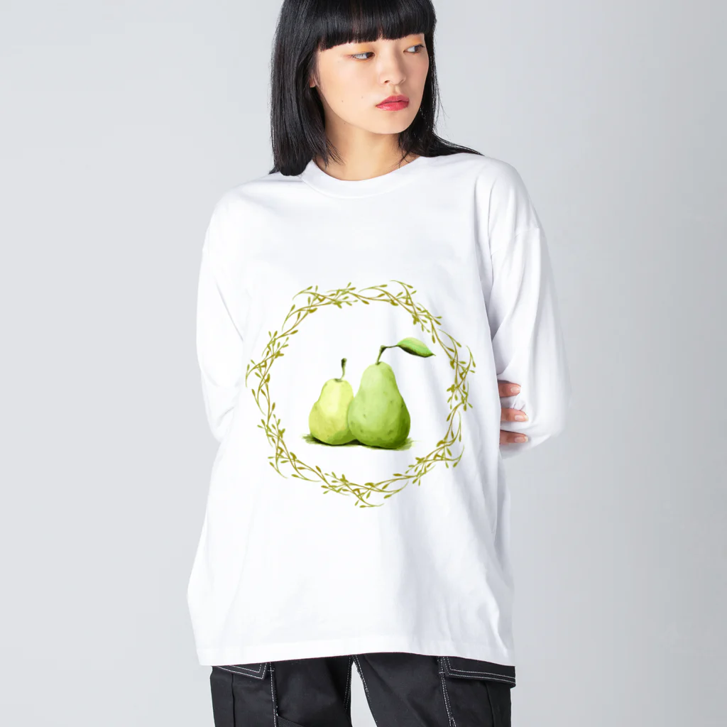 chicodeza by suzuriの手書きの洋梨イラスト Big Long Sleeve T-Shirt