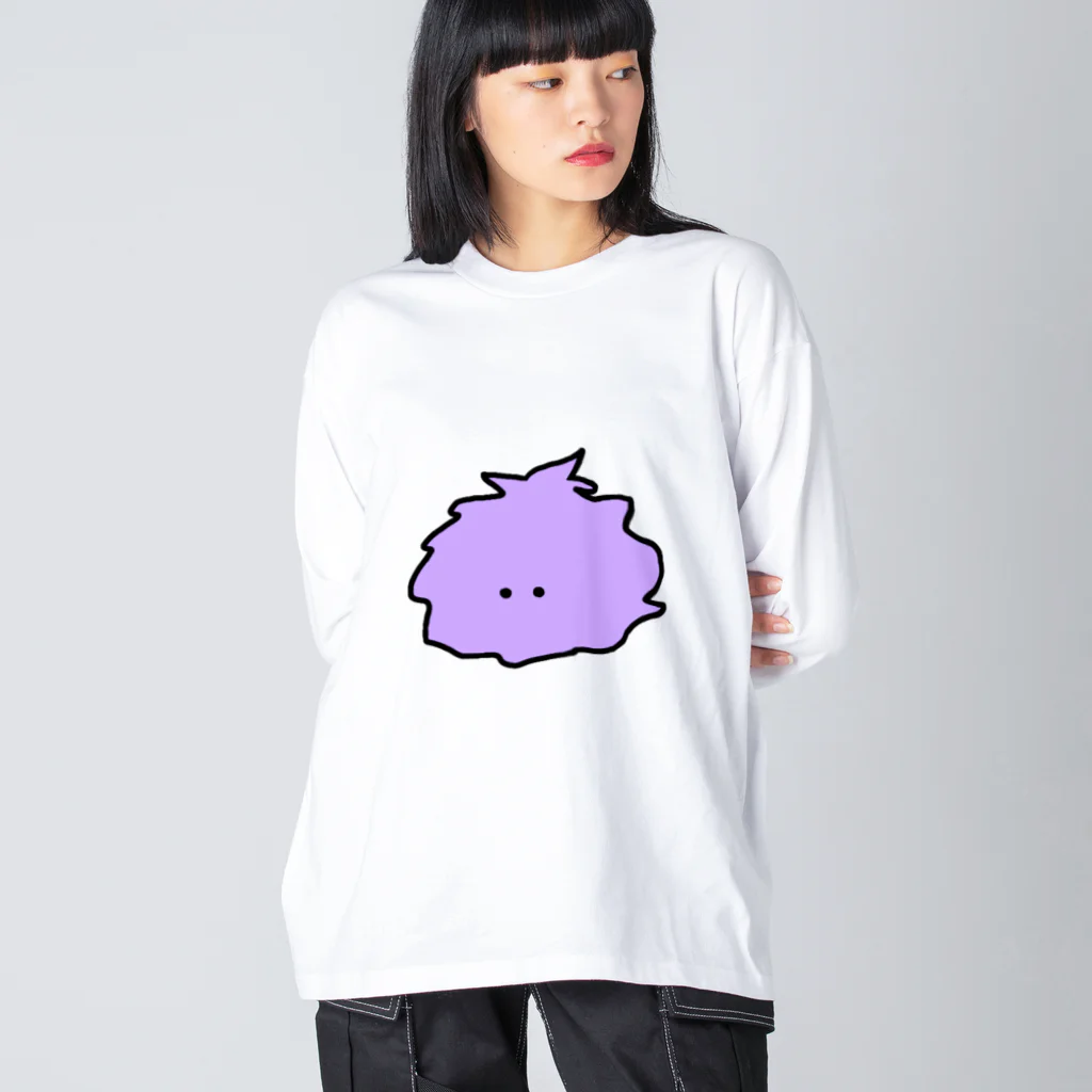 KIKITEKI_LABORATORYのけむくじゃらちゃん(紫) ビッグシルエットロングスリーブTシャツ