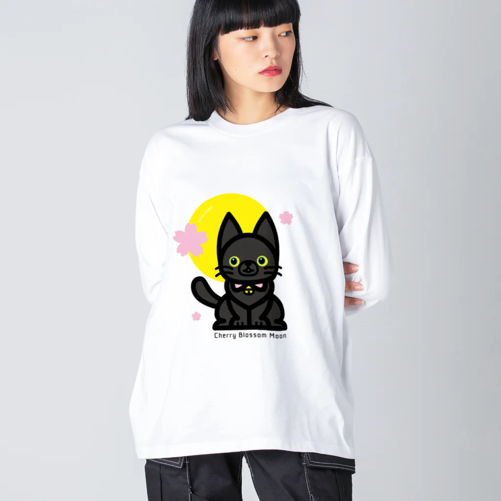 夢見る柴犬のCherry-Blossom-Moon ビッグシルエットロングスリーブTシャツ