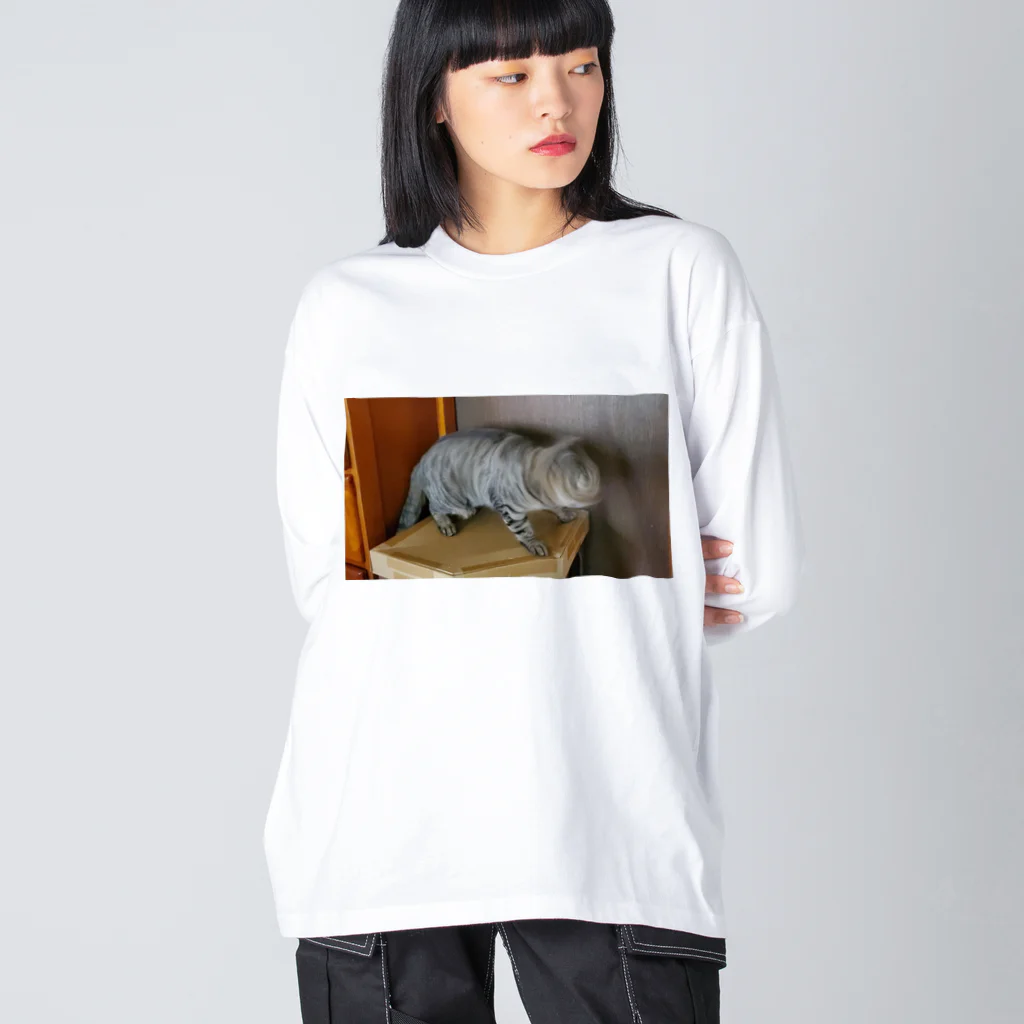 猫又雑貨店のあざ猫ドリルさん ビッグシルエットロングスリーブTシャツ