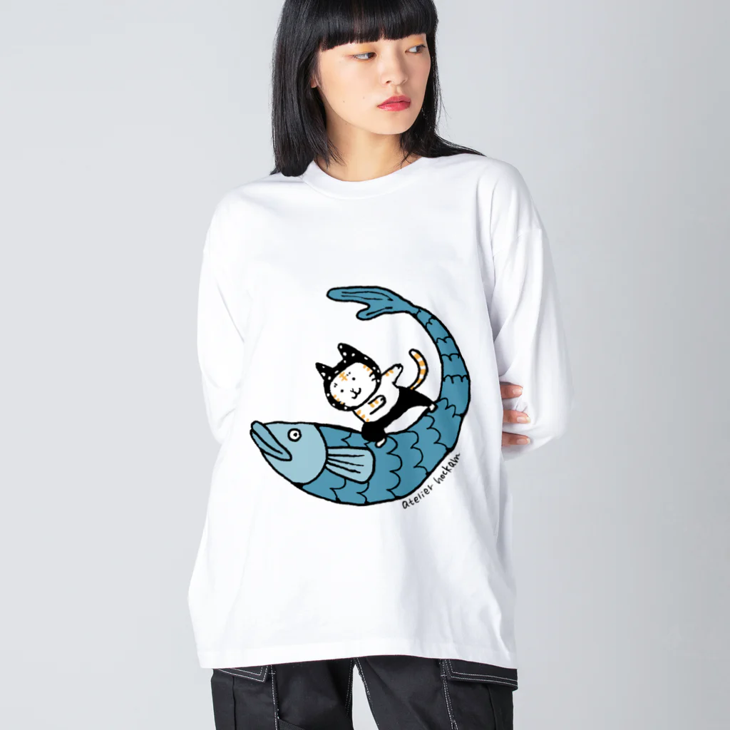 ほっかむねこ屋（アトリエほっかむ）のなみのりねこ Big Long Sleeve T-Shirt