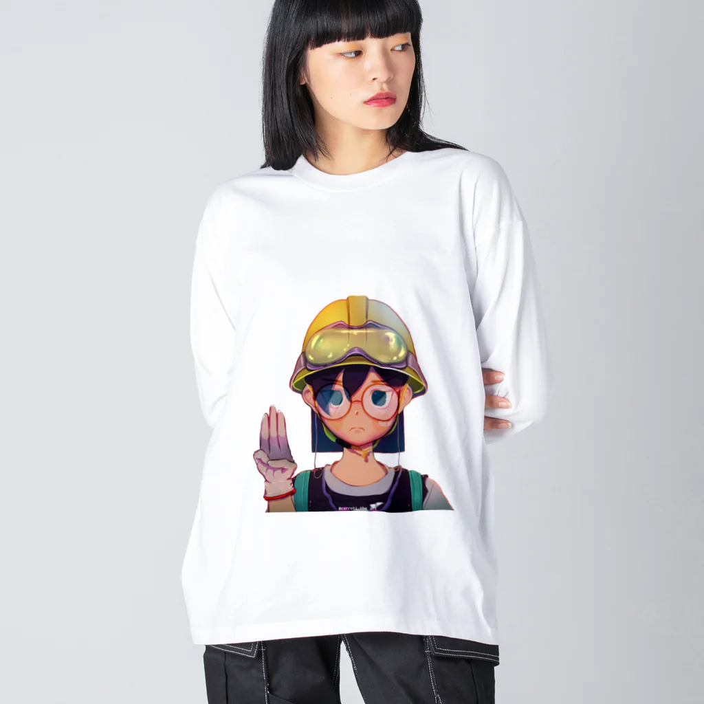 ミャンマーへの支援のミャンマー女子の3本指 Big Long Sleeve T-Shirt