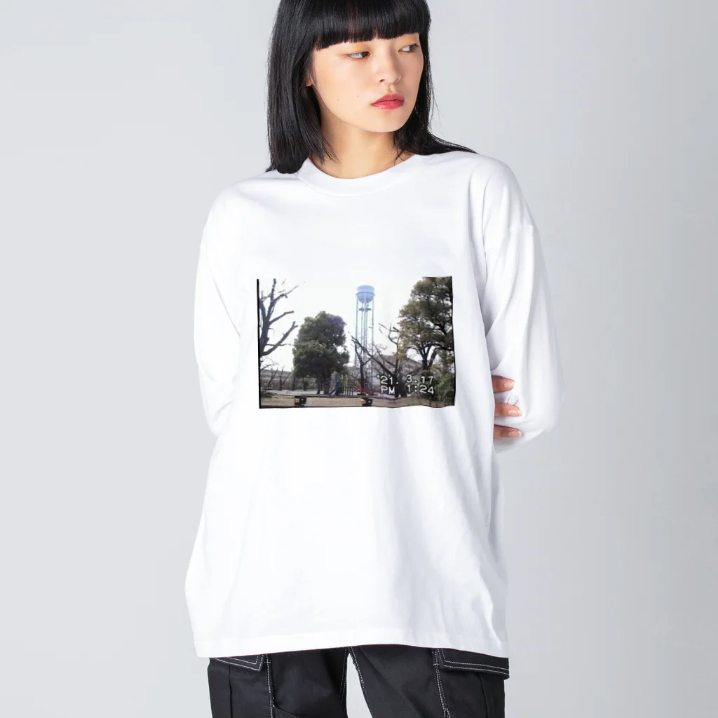 ディスク百合おんのminiDVテープ「公園と給水塔」 ビッグシルエットロングスリーブTシャツ