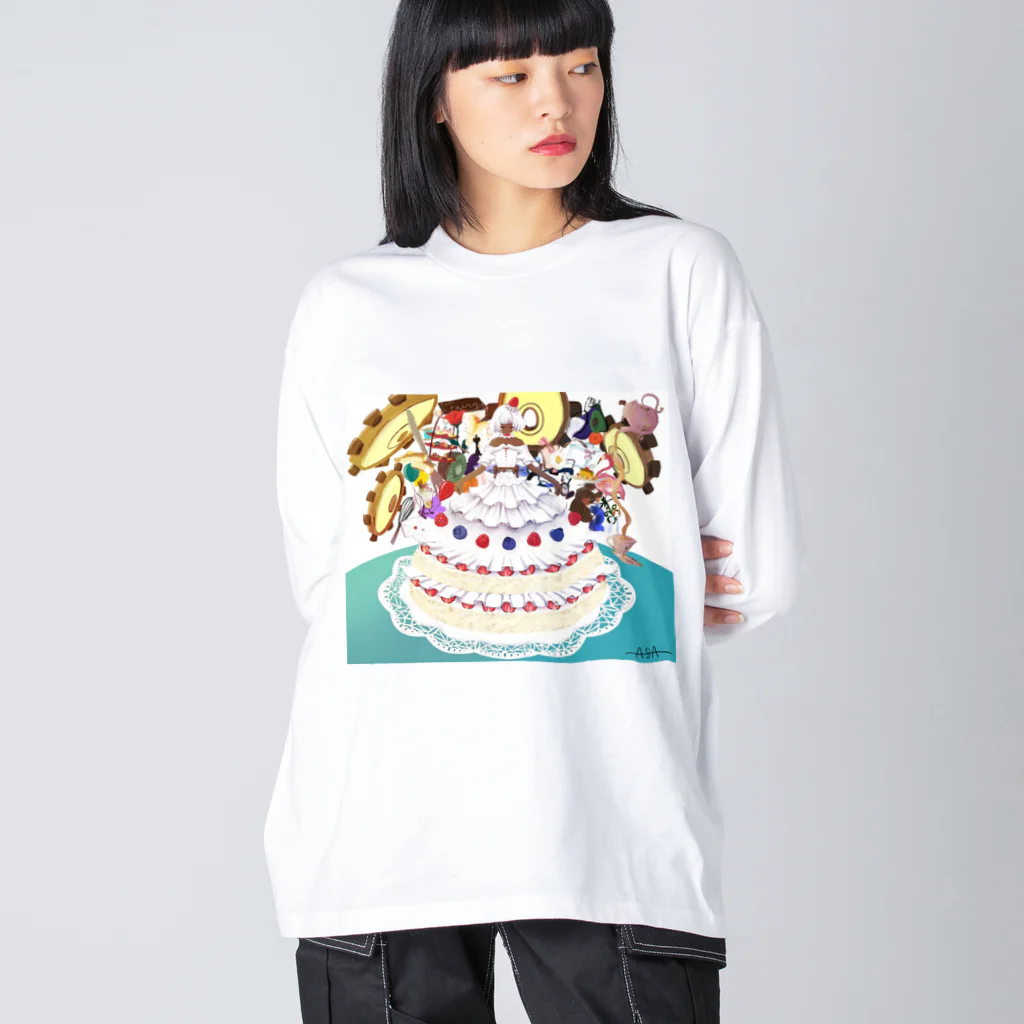 朝ILLUSTRATIONのケーキの妖精さんとお気に入り ビッグシルエットロングスリーブTシャツ