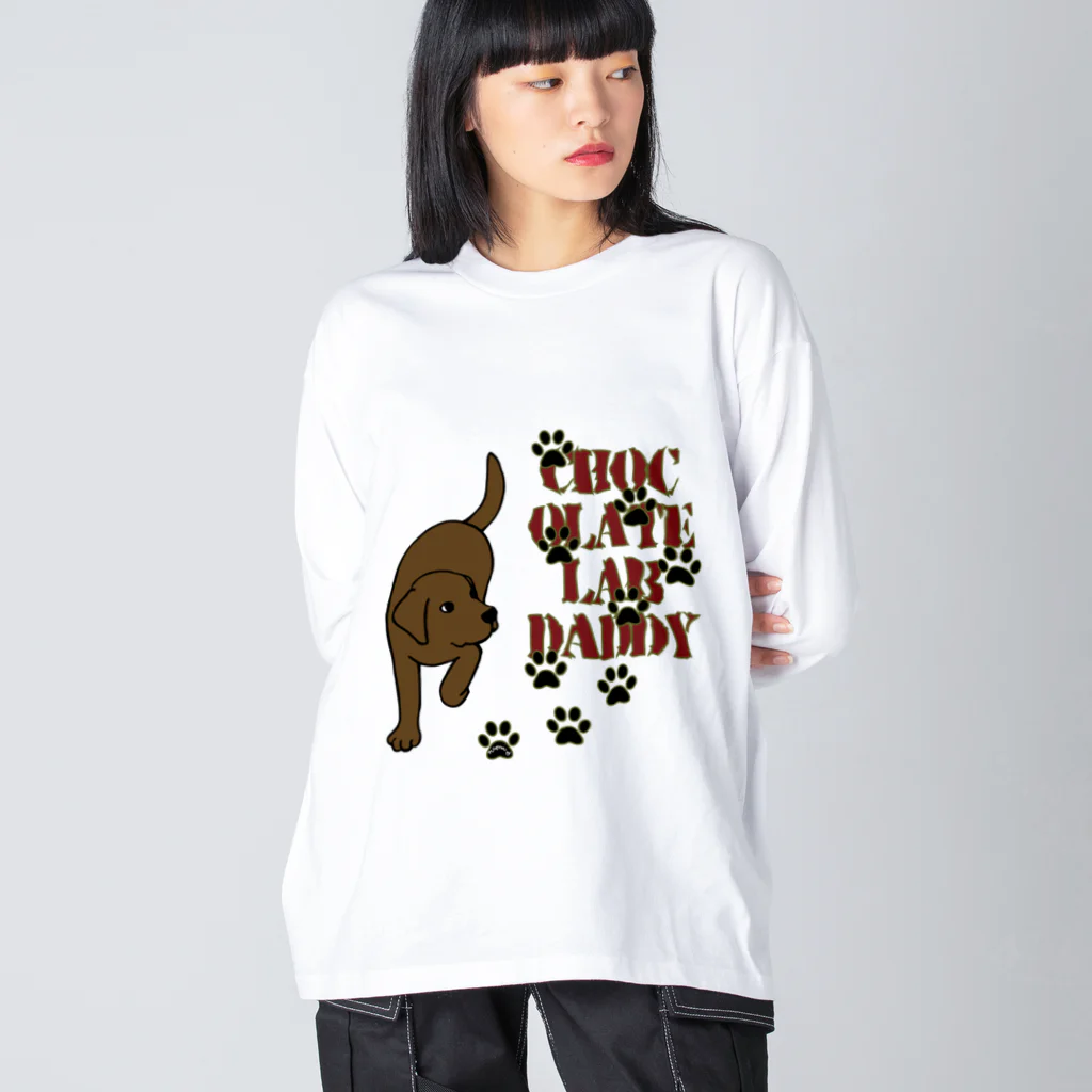 ハッピー・ラブラドールズのChocolate Lab Daddy　チョコレートラブラドール Big Long Sleeve T-Shirt