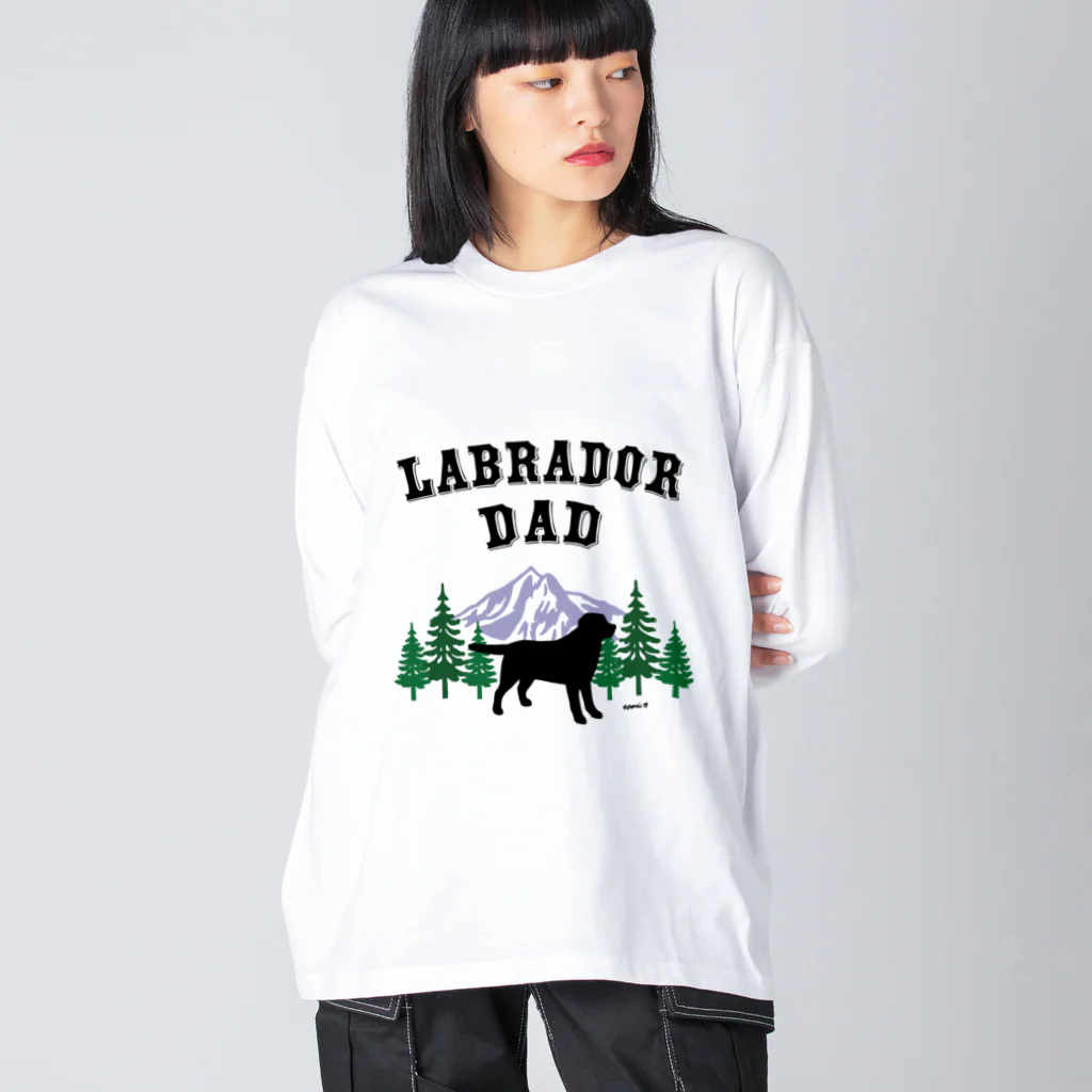 ハッピー・ラブラドールズのLabrador Dad ブラックラブラドール Big Long Sleeve T-Shirt