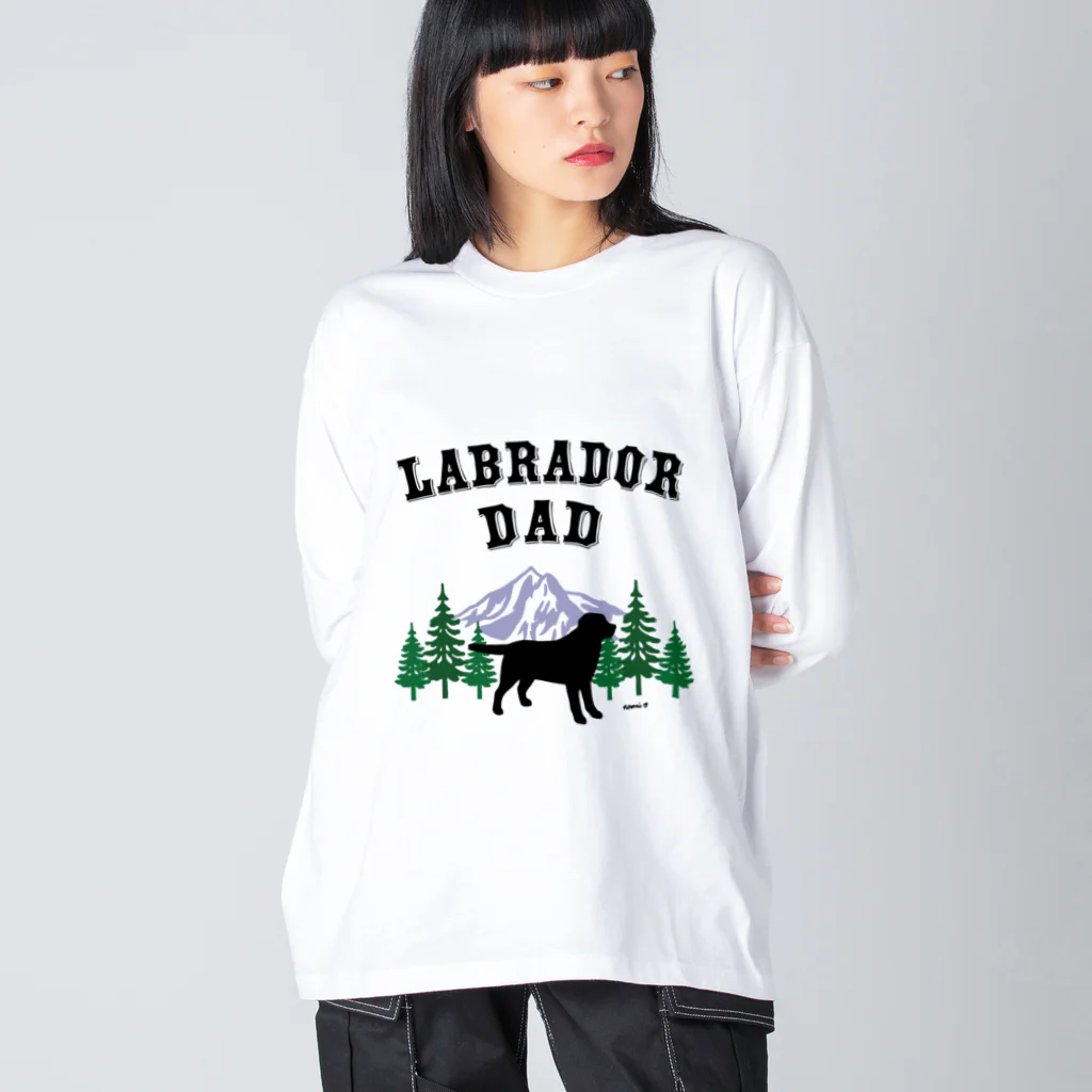 ハッピー・ラブラドールズのLabrador Dad ブラックラブラドール ビッグシルエットロングスリーブTシャツ