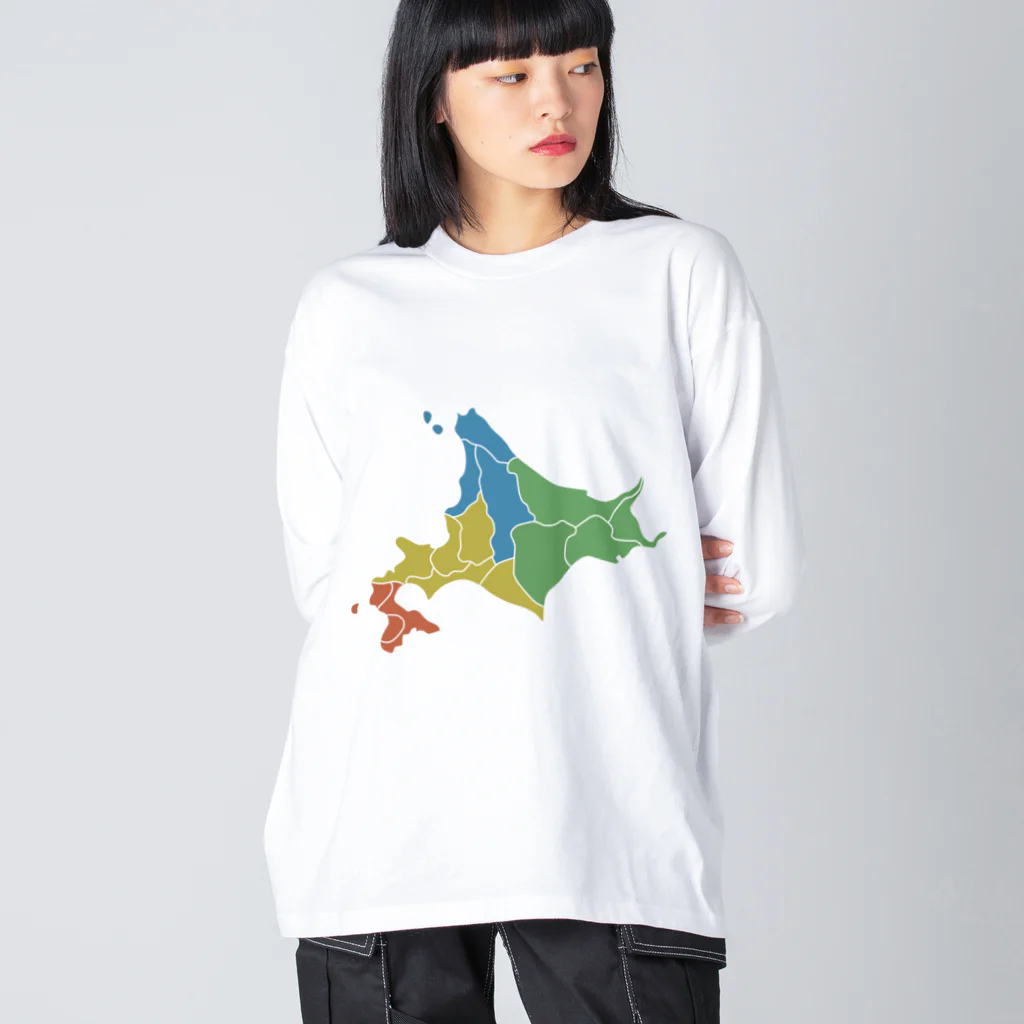 北海道ファンマガジン編集部の北海道区分地図 ビッグシルエットロングスリーブTシャツ