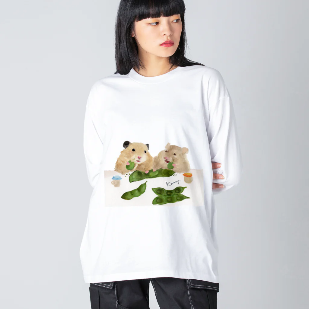 KAMAP ＆ Ricaの【KAMAP】枝豆とハムスター兄弟 Big Long Sleeve T-Shirt