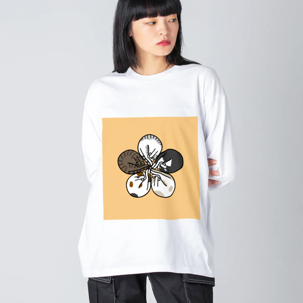 梅咲イラストワークの眠り猫の花紋 Big Long Sleeve T-Shirt