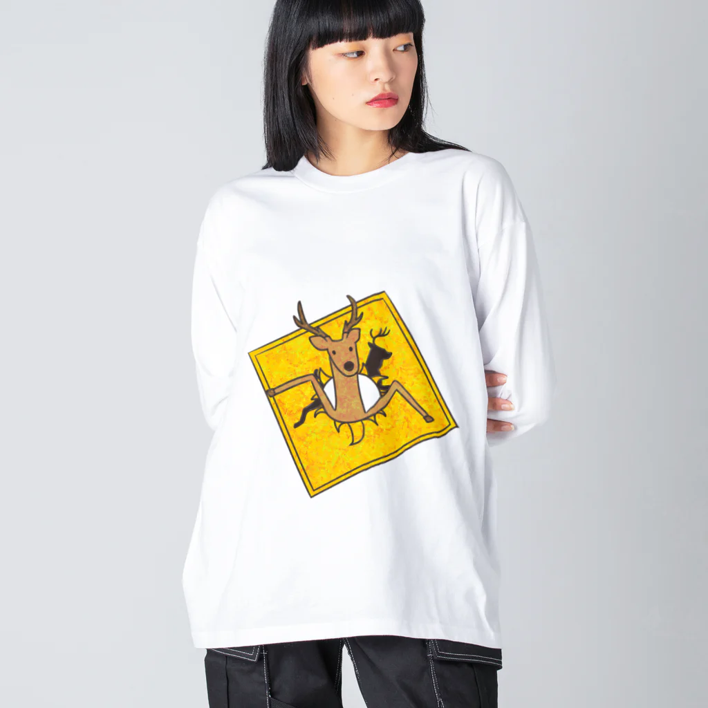 penpenlaboの動物注意シカ Big Long Sleeve T-Shirt