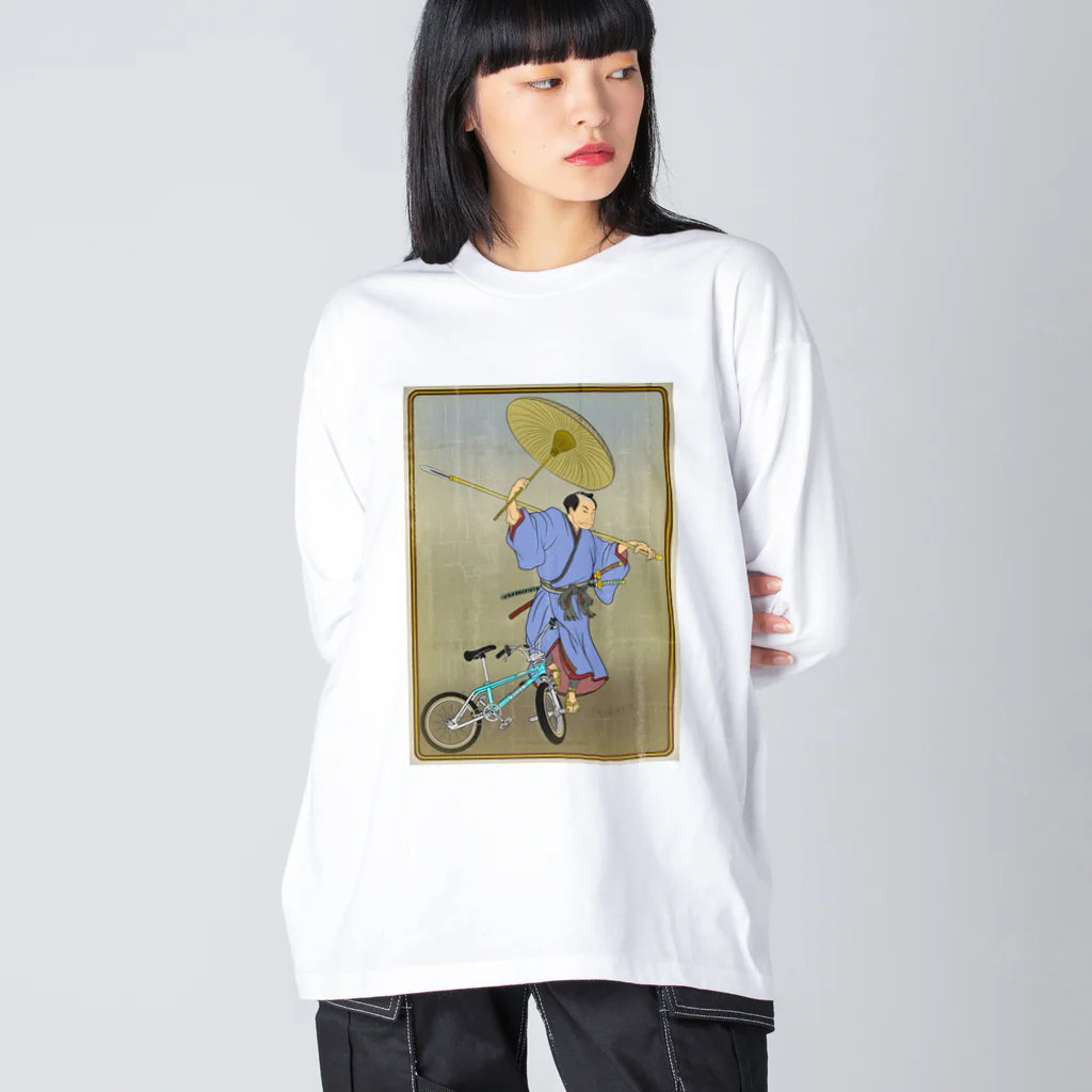 nidan-illustrationの"bmx samurai" #1 ビッグシルエットロングスリーブTシャツ