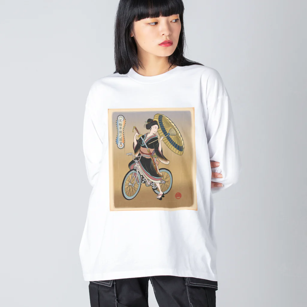 nidan-illustrationの"双輪車娘之圖會" 5-#1 ビッグシルエットロングスリーブTシャツ