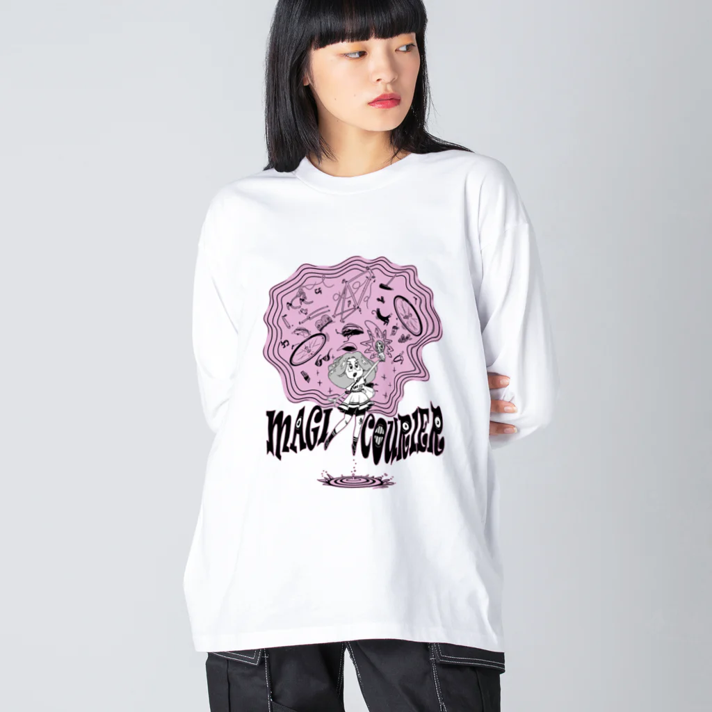 nidan-illustrationの“MAGI COURIER” pink #1 ビッグシルエットロングスリーブTシャツ