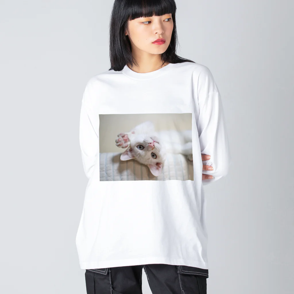 ひいらぎ たえの招き猫 珀ちゃん ビッグシルエットロングスリーブTシャツ