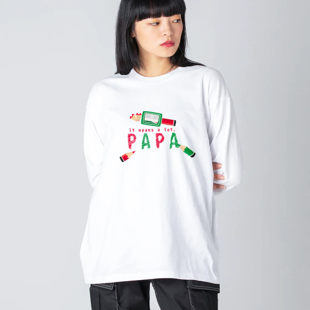 イラスト MONYAAT のちびた色鉛筆 PAPA*A Big Long Sleeve T-Shirt