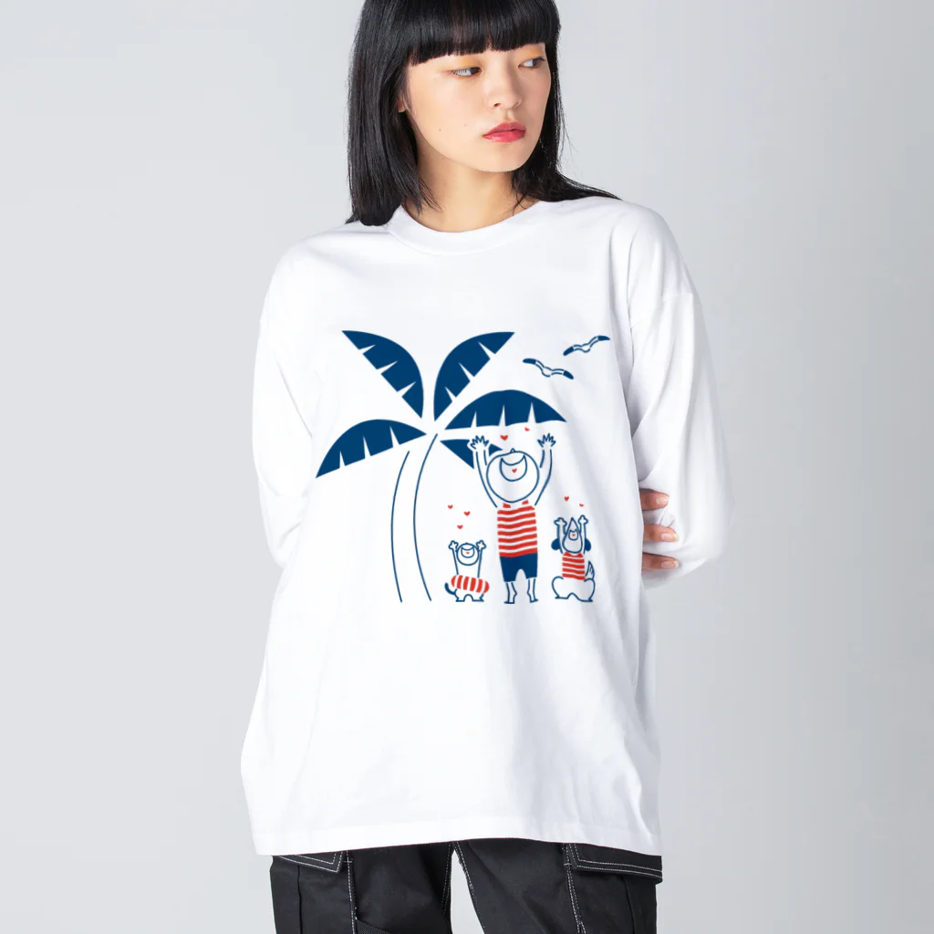 8anna storeのHAPPY HAPPY HAPPY！上を向いて笑おう！夏バージョン Big Long Sleeve T-Shirt