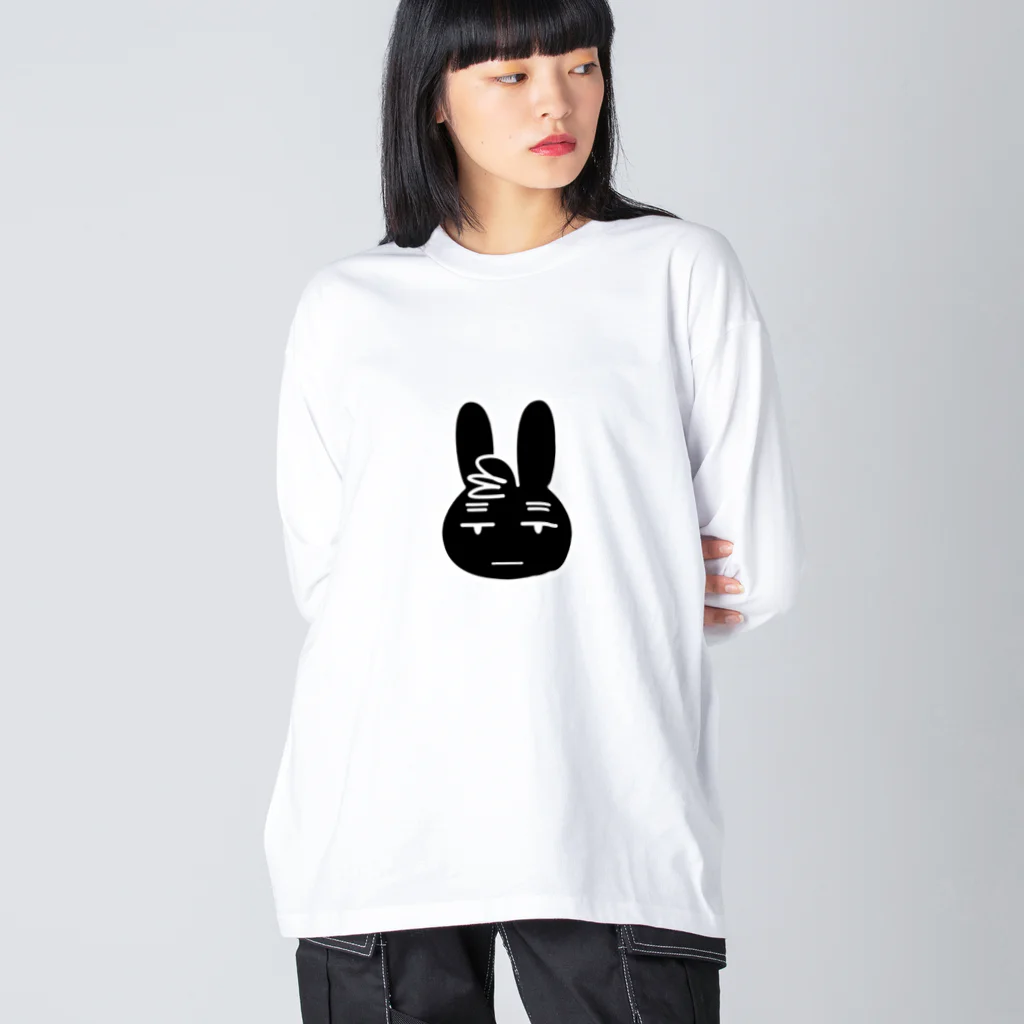 SHOP n番煎じの 虚無うさぎ　黒 Big Long Sleeve T-Shirt