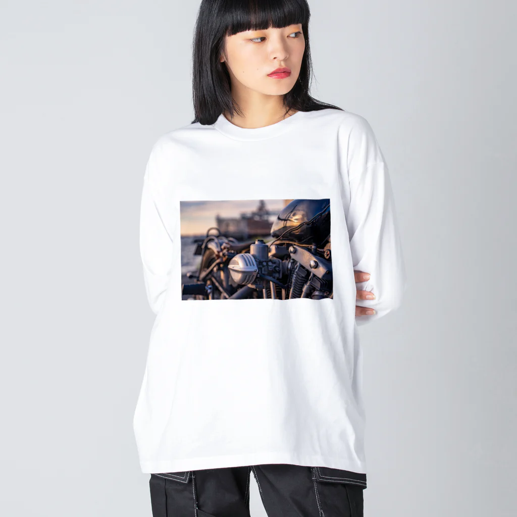 takashikickの夕日が映るバイク Big Long Sleeve T-Shirt