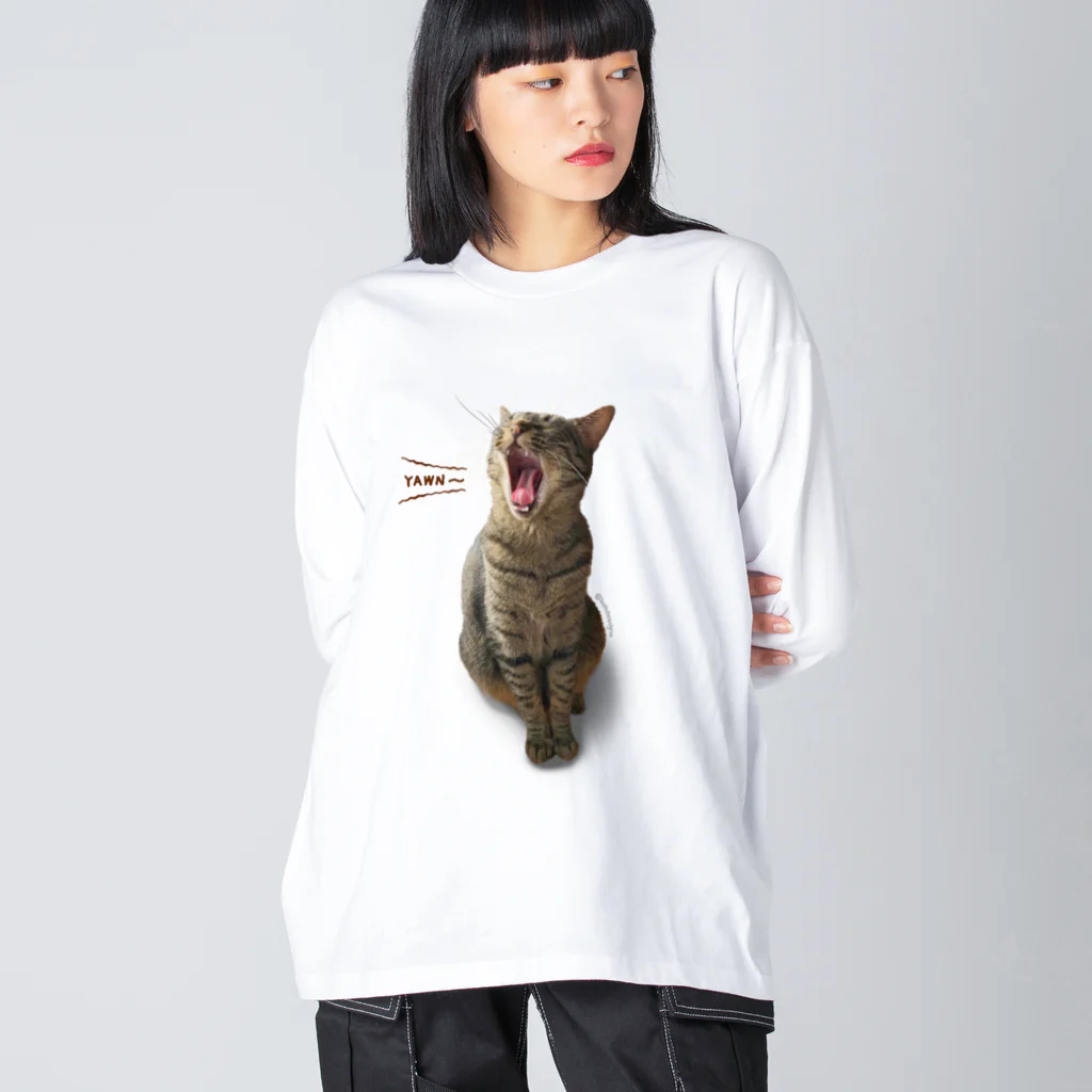 コムノのキジトラ猫の鶉（うずら） ビッグシルエットロングスリーブTシャツ