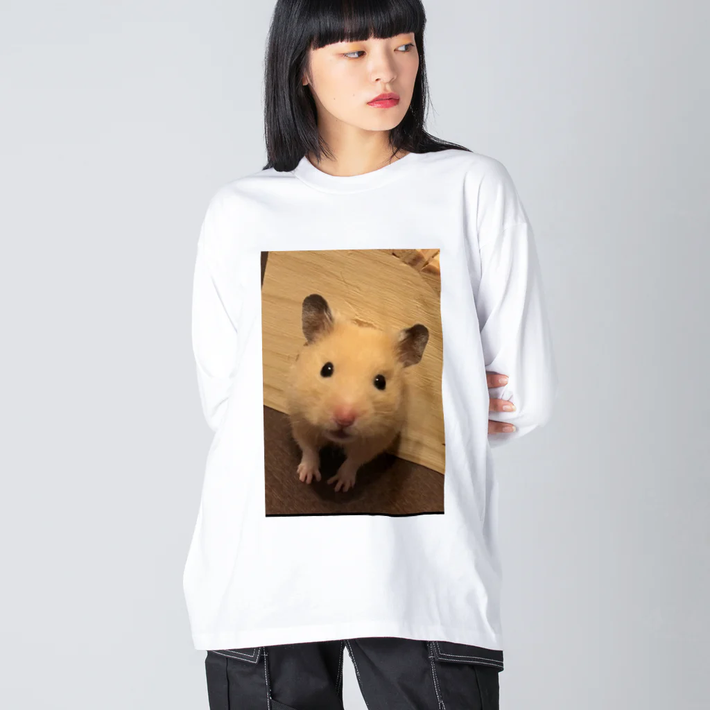 香色のハムスターのキンクマハムスター　香ちゃん ビッグシルエットロングスリーブTシャツ