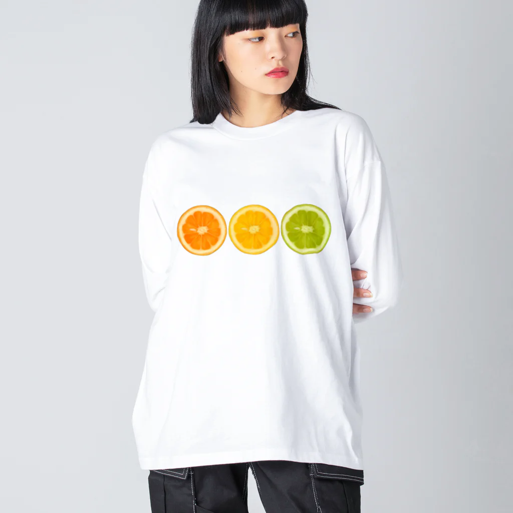 おまめてぃの柑橘断面図 ビッグシルエットロングスリーブTシャツ