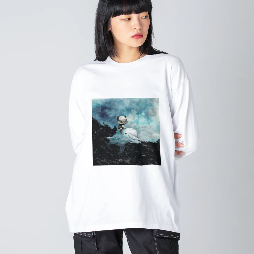 Masashi Kaminkoの【パンダ】イルカとポンちゃん Big Long Sleeve T-Shirt