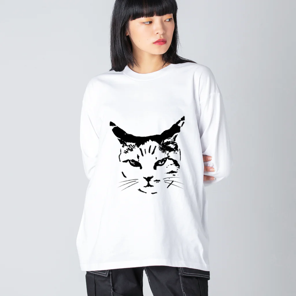 小鳥と映画館の睨んでるネコ Big Long Sleeve T-Shirt