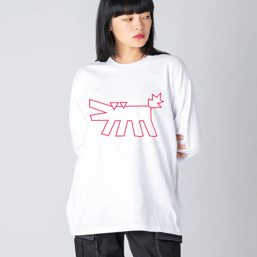 ぺちぺち工房 Pechi Pechi Atelierのキースヘリング風 うちの犬 Big Long Sleeve T-Shirt