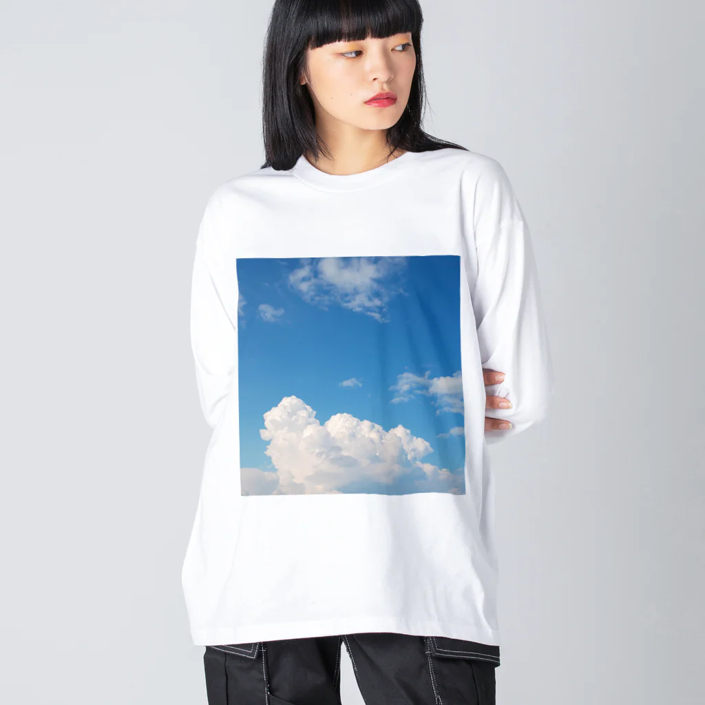 噛み噛み社長とにゃんこ達。の空③ ビッグシルエットロングスリーブTシャツ