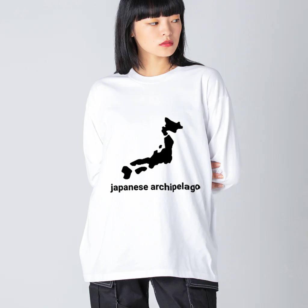 歯車デザインの日本列島 japan japanese ビッグシルエットロングスリーブTシャツ