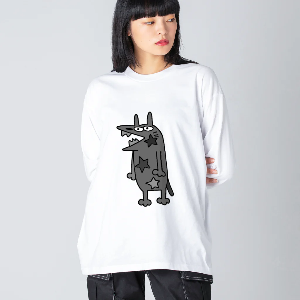 ぴょろりんちょ🐤のやべえ柄のキテレツねこ星モノトーン Big Long Sleeve T-Shirt