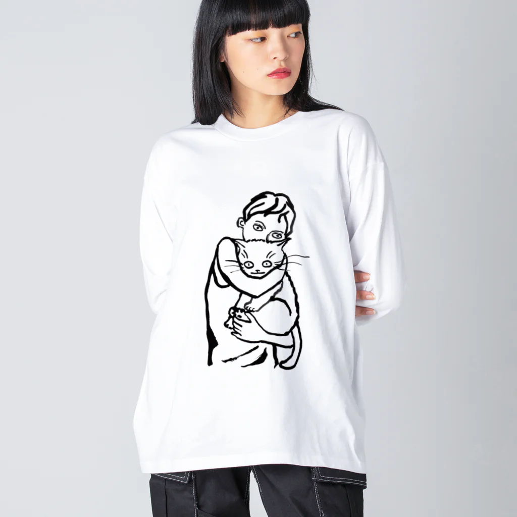 マイマイタケのニャンコ吸っとけ（白猫） Big Long Sleeve T-Shirt