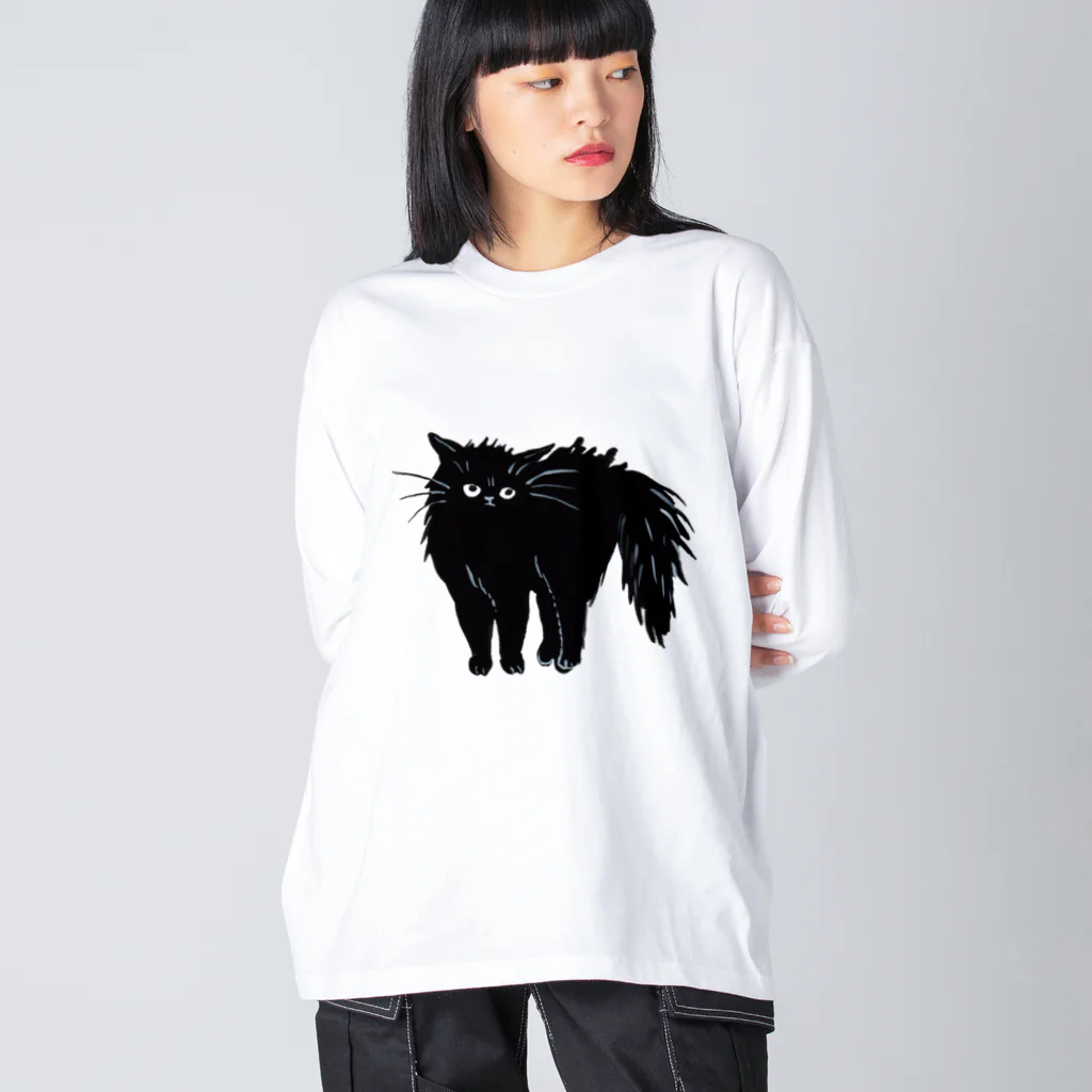 マイマイタケの怒ってます（黒猫） Big Long Sleeve T-Shirt