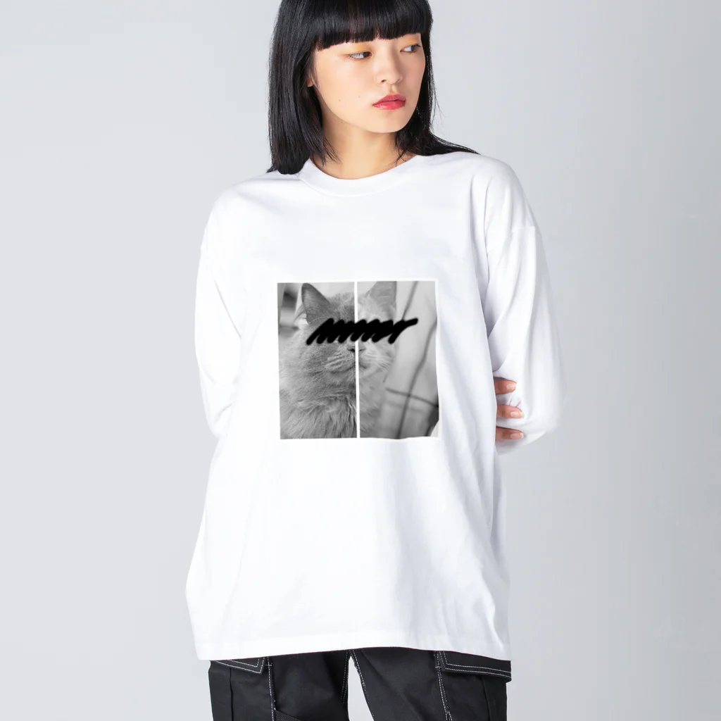 もくぞーの店のもくぞーてっこつ(ハーフ&ハーフ白黒目隠し) Big Long Sleeve T-Shirt