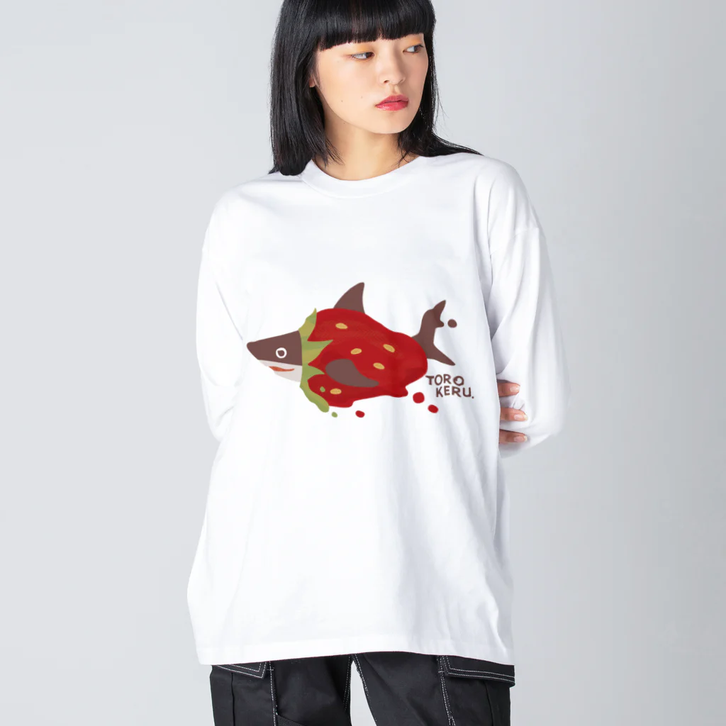さかたようこ / サメ画家の苺ととろけるおサメさん | TOROKERU SHARK Strawberry ビッグシルエットロングスリーブTシャツ