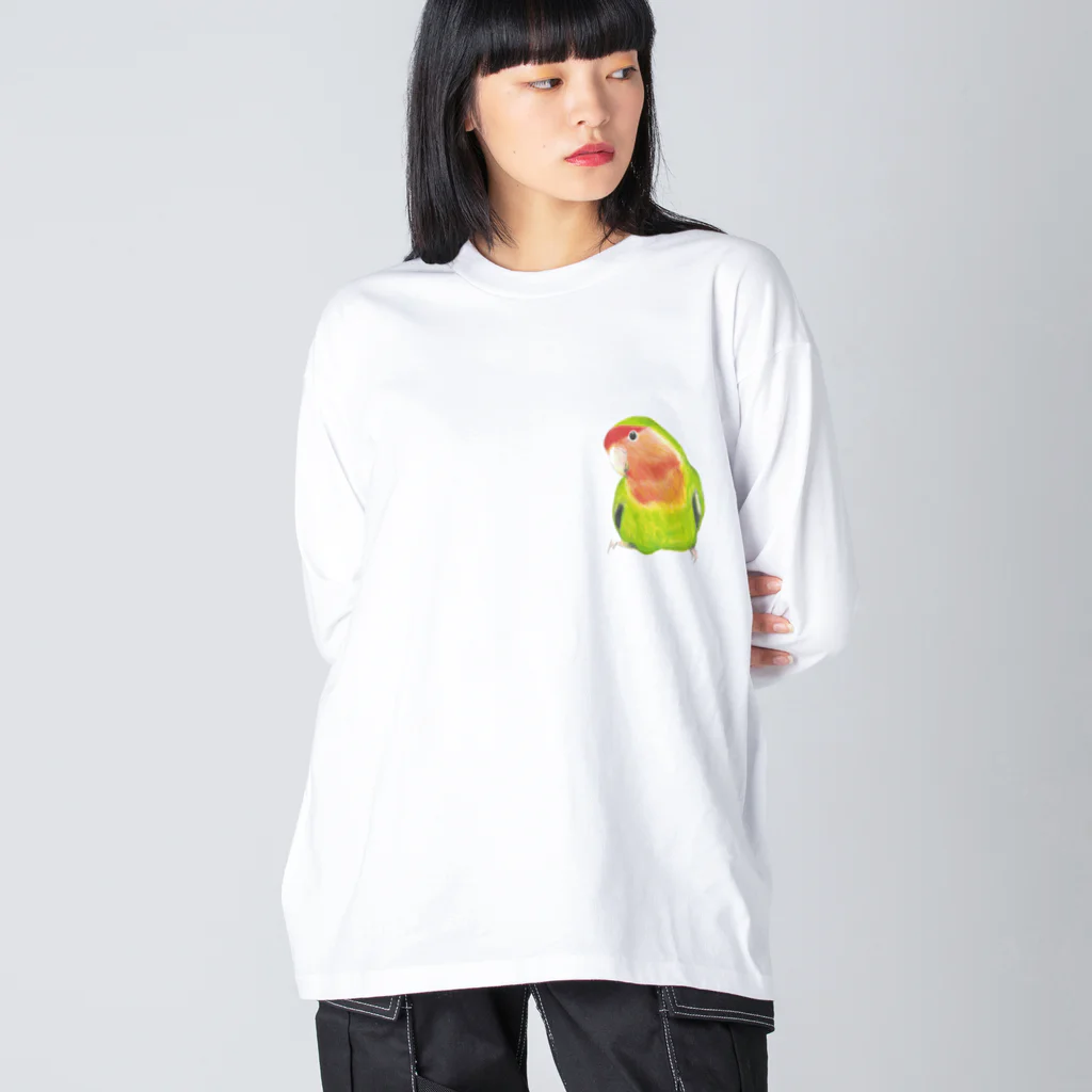 森図鑑の[森図鑑]コザクラインコ ノーマル ビッグシルエットロングスリーブTシャツ