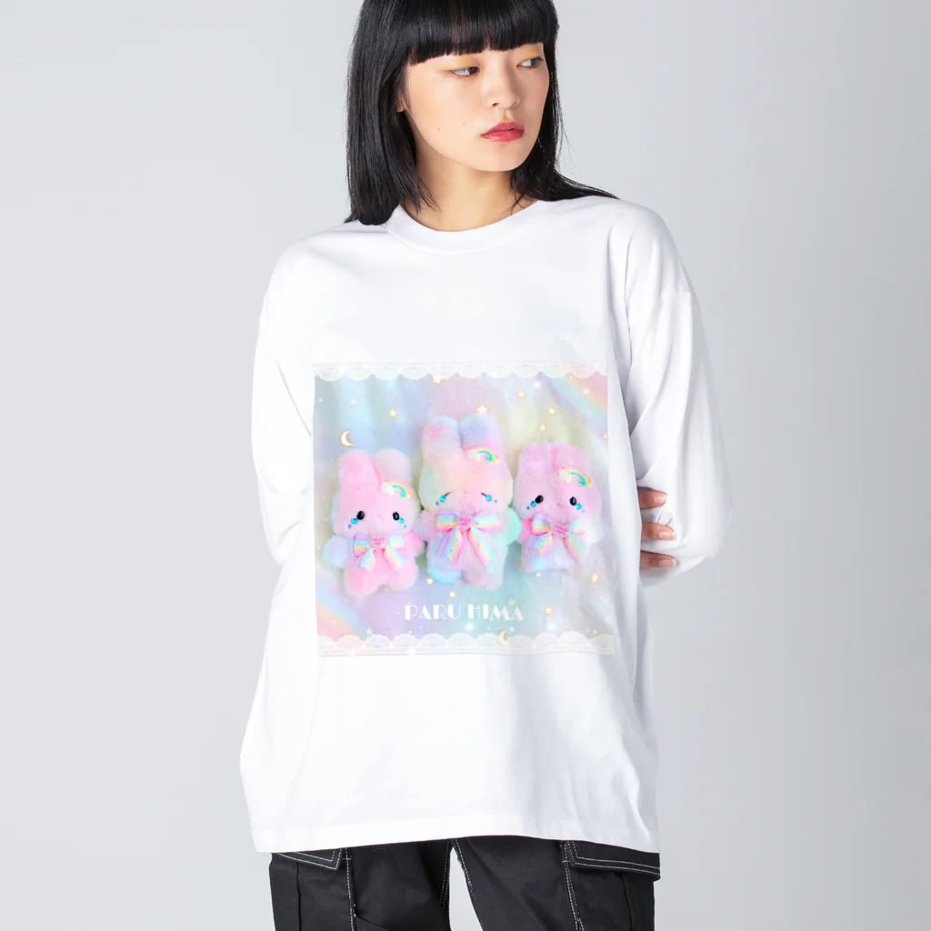 PARU HIMAの虹色泣き虫ふわうさ Big Long Sleeve T-Shirt