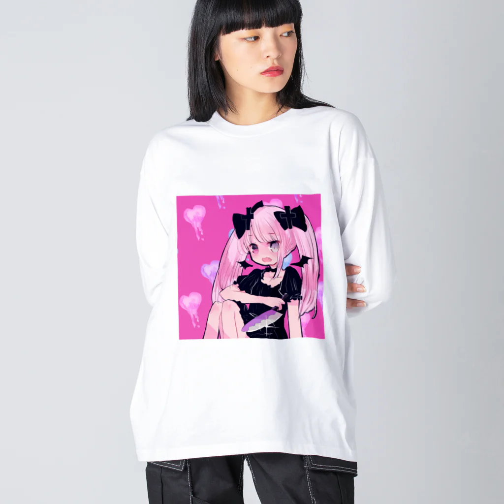 あくむ病院の包丁少女 ビッグシルエットロングスリーブTシャツ